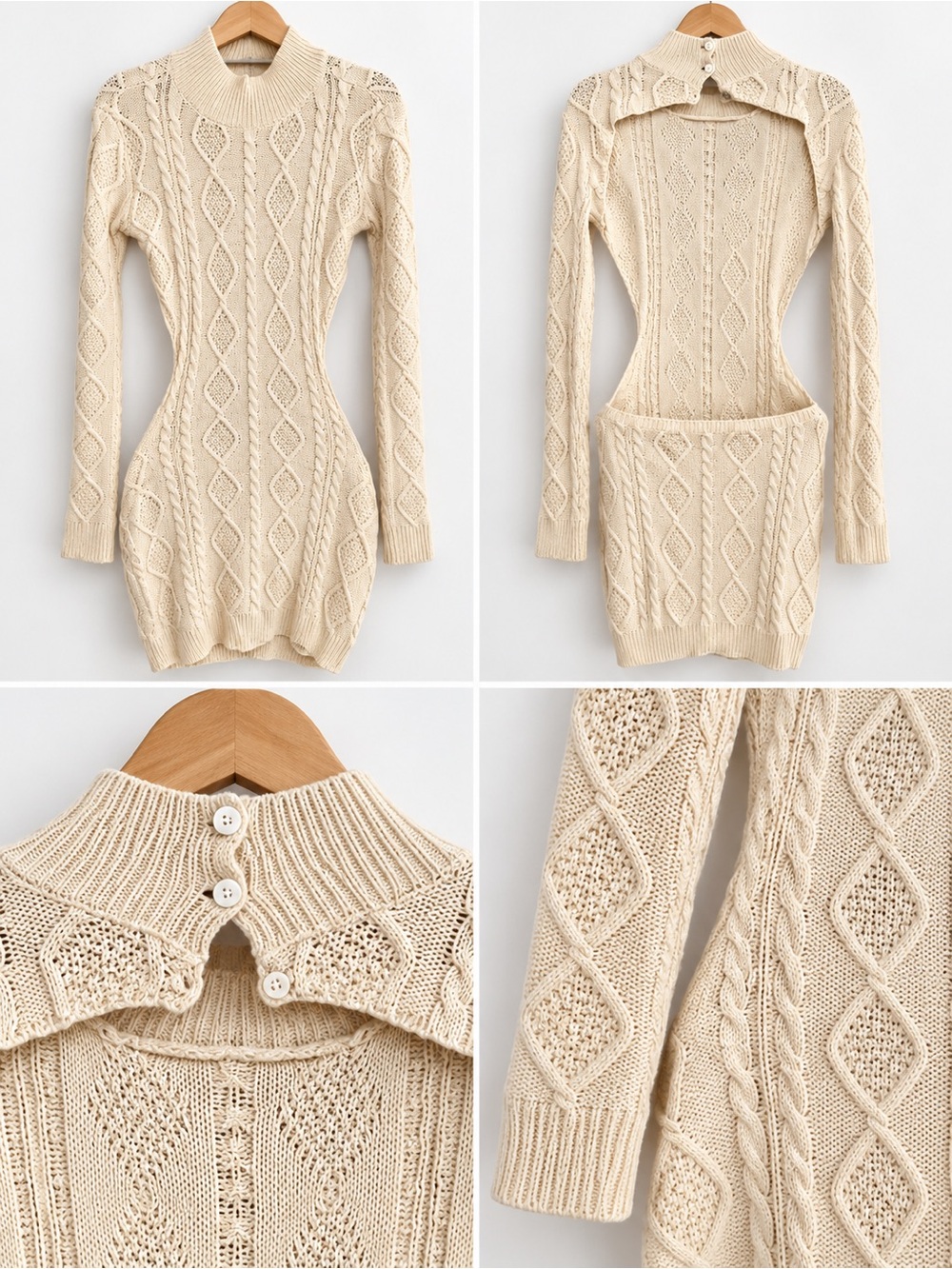 Sweater Weather 🍁 NWOT✨ Gorgeous Open Back Cream Cable-Knit Sweater Dress ✨